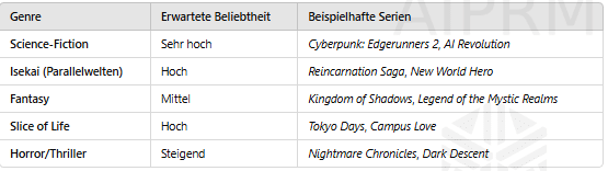 Die beliebtesten Genres und Serien dieses Jahres sind: