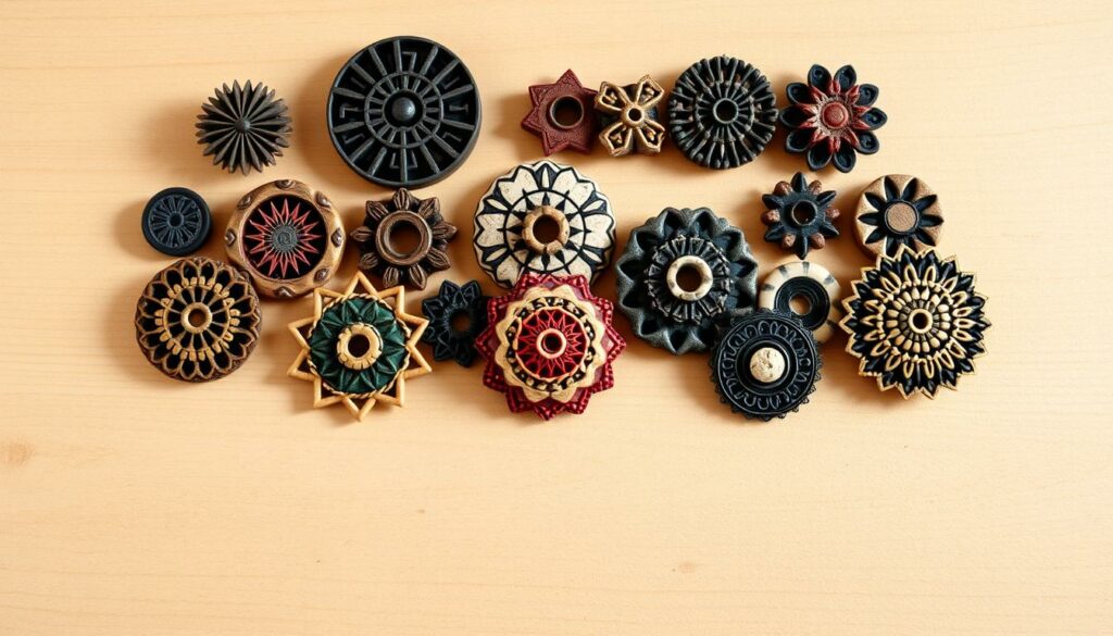 A collection of handcrafted magnets in various shapes and colors, arranged artfully on a plain wooden surface. The magnets are made from high-quality materials, with intricate designs and patterns that showcase the maker's creativity and attention to detail. The lighting is soft and diffused, creating a warm, inviting atmosphere that complements the rustic, DIY aesthetic. The magnets are positioned in the foreground, drawing the viewer's eye, while the middle ground features a neutral background that allows the craftsmanship to take center stage. The overall mood is one of calm, thoughtfulness, and a celebration of the beauty in the simple, homemade objects.