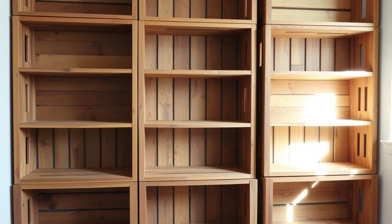 DIY-Bücherregal aus Holzkisten – kreativ & praktisch