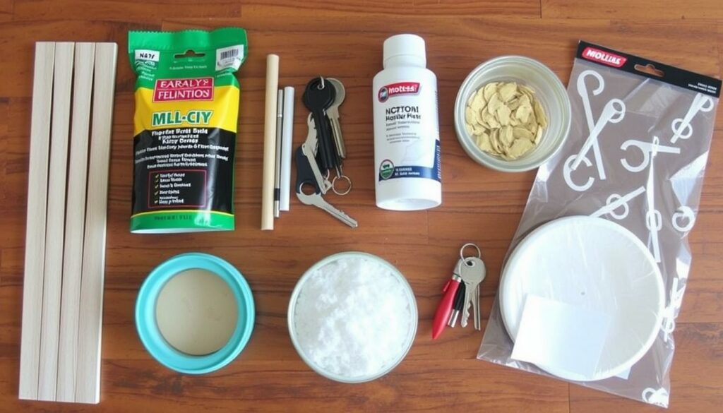 Ein Bild von verschiedenen Materialien für ein Schlüsselbrett DIY