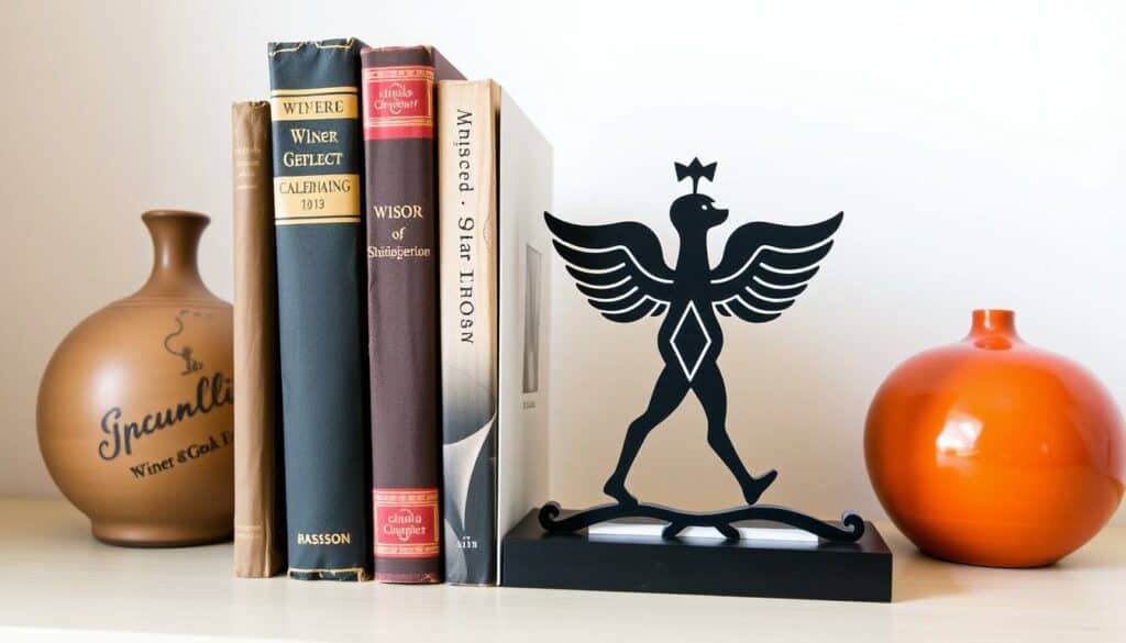 Eine Buchstütze mit Wiener Geflecht