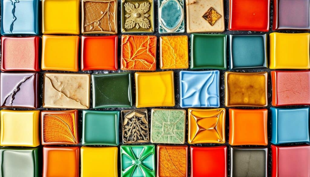 Generiere ein Bild von verschiedenen Mosaiksteinen