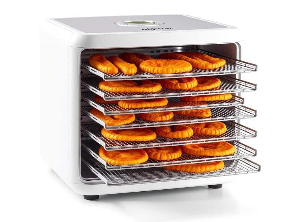 Aigostar Crispy Dörrautomat mit fünf höhenverstellbaren Ebenen Aigostar Crispy Dörrautomat mit fünf höhenverstellbaren Ebenen