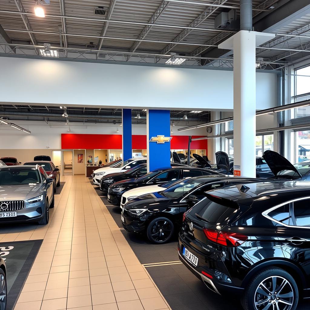 Autohaus in Weisswasser mit Fahrzeugen im Ausstellungsraum Autohaus in Weisswasser mit Fahrzeugen im Ausstellungsraum