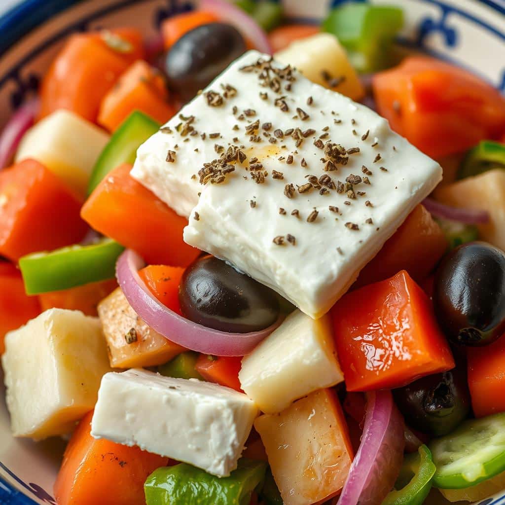 Frischer Bauernsalat mit Fetakäse im Restaurant Athen Legende Frischer Bauernsalat mit Fetakäse im Restaurant Athen Legende