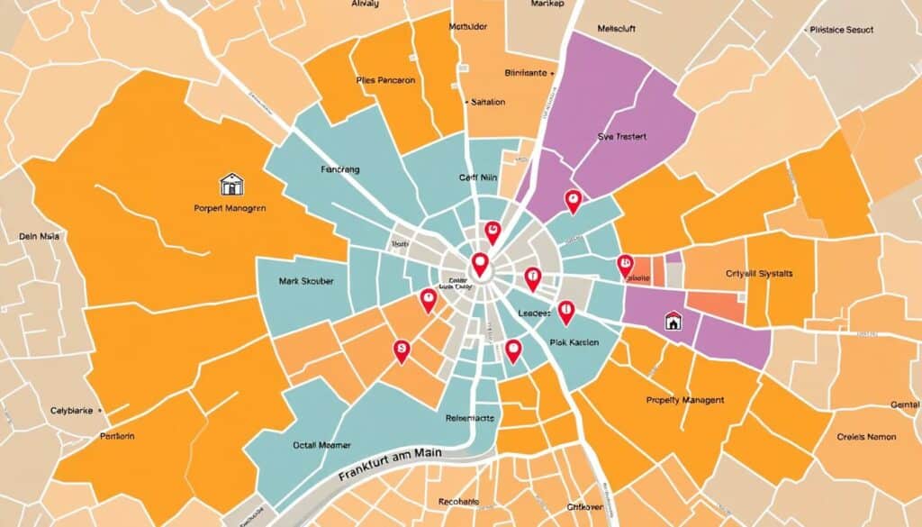 Karte der Frankfurter Stadtteile mit Hausmeister-Verfügbarkeit Karte der Frankfurter Stadtteile mit Hausmeister-Verfügbarkeit