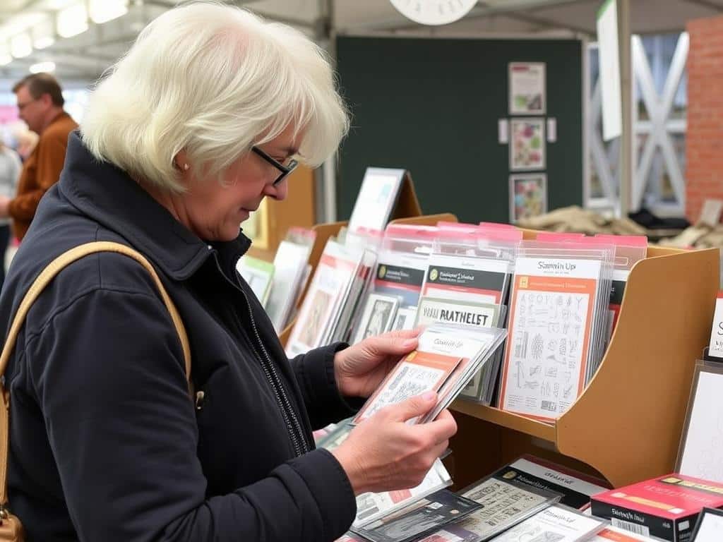 Person beim Stöbern auf einem Stampin Up Flohmarkt Person beim Stöbern auf einem Stampin Up Flohmarkt