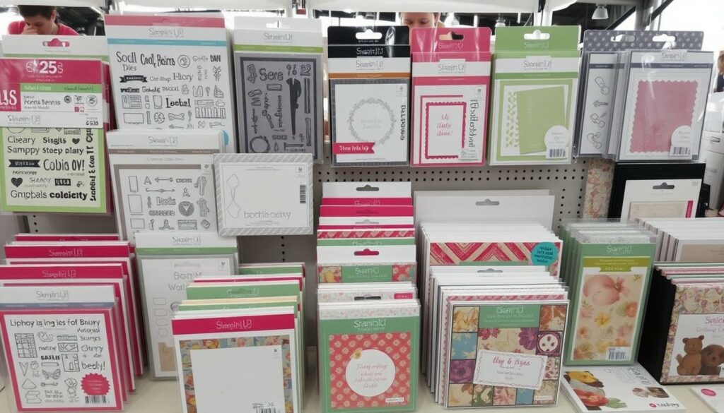Verschiedene Stampin Up Produktpakete auf einem Flohmarkt Verschiedene Stampin Up Produktpakete auf einem Flohmarkt