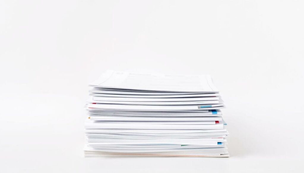 A neatly organized stack of business documents, forms, and certificates against a clean, minimalist background. The papers are crisp and pristine, conveying a sense of professionalism and attention to detail. Soft, even lighting illuminates the scene, creating a calm and organized atmosphere. The composition is symmetrical and balanced, with the documents taking center stage. The overall impression is one of efficiency, preparedness, and a comprehensive understanding of the requirements for a business registration.