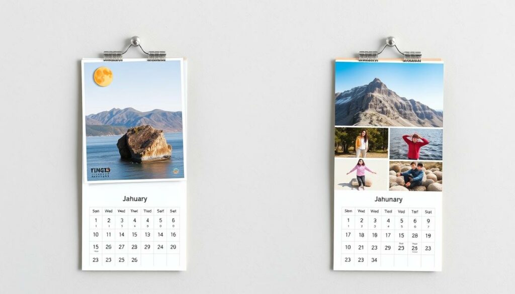 Ein Fotokalender mit persönlichen Fotos und kreativen Elementen
