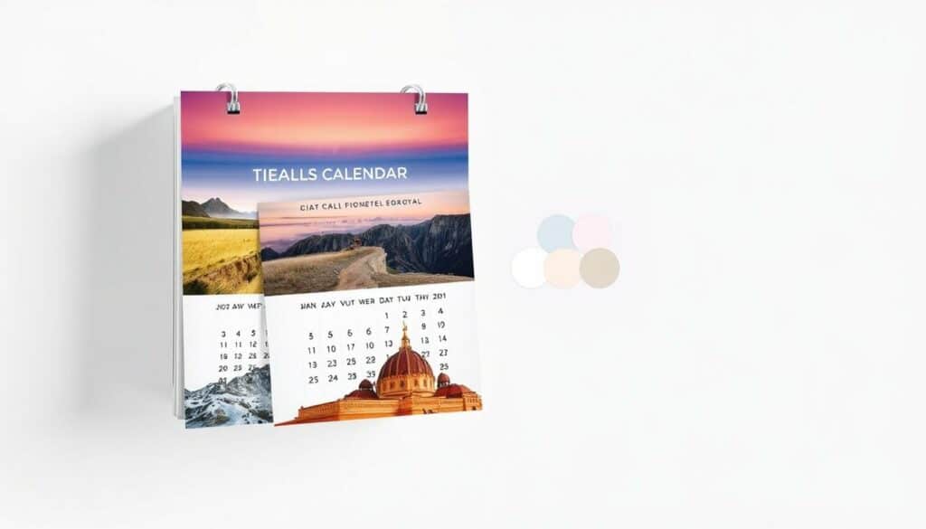 Generiere ein Bild von verschiedenen Papierarten für Fotokalender