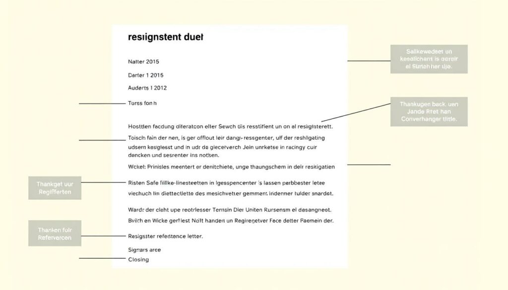 Aufbau eines Kündigungsschreibens mit markierten Bestandteilen