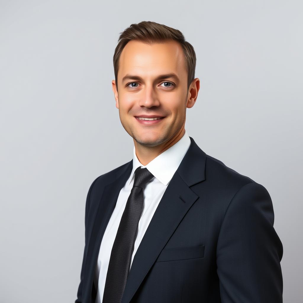 Bewerbungsfoto eines Mannes im Anzug für konservative Branche