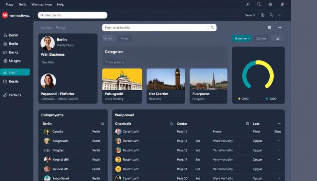 Dashboard der wermachtwas.online Plattform mit Berliner Unternehmensprofilen