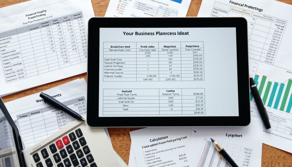 Finanzplanung für eine Geschäftsidee mit Tabellen und Grafiken