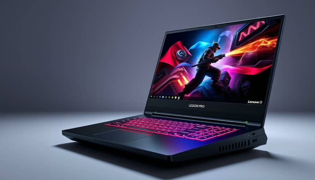 Lenovo Legion Pro 7i 16 Gen 10 Gaming-Laptop mit leuchtendem Display zeigt ein Spiel