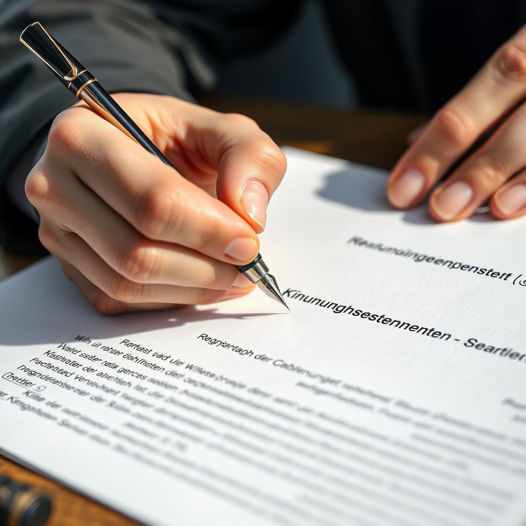 Person unterschreibt ein Kündigungsschreiben