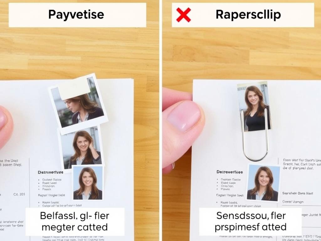 Richtige und falsche Befestigung von Bewerbungsfotos