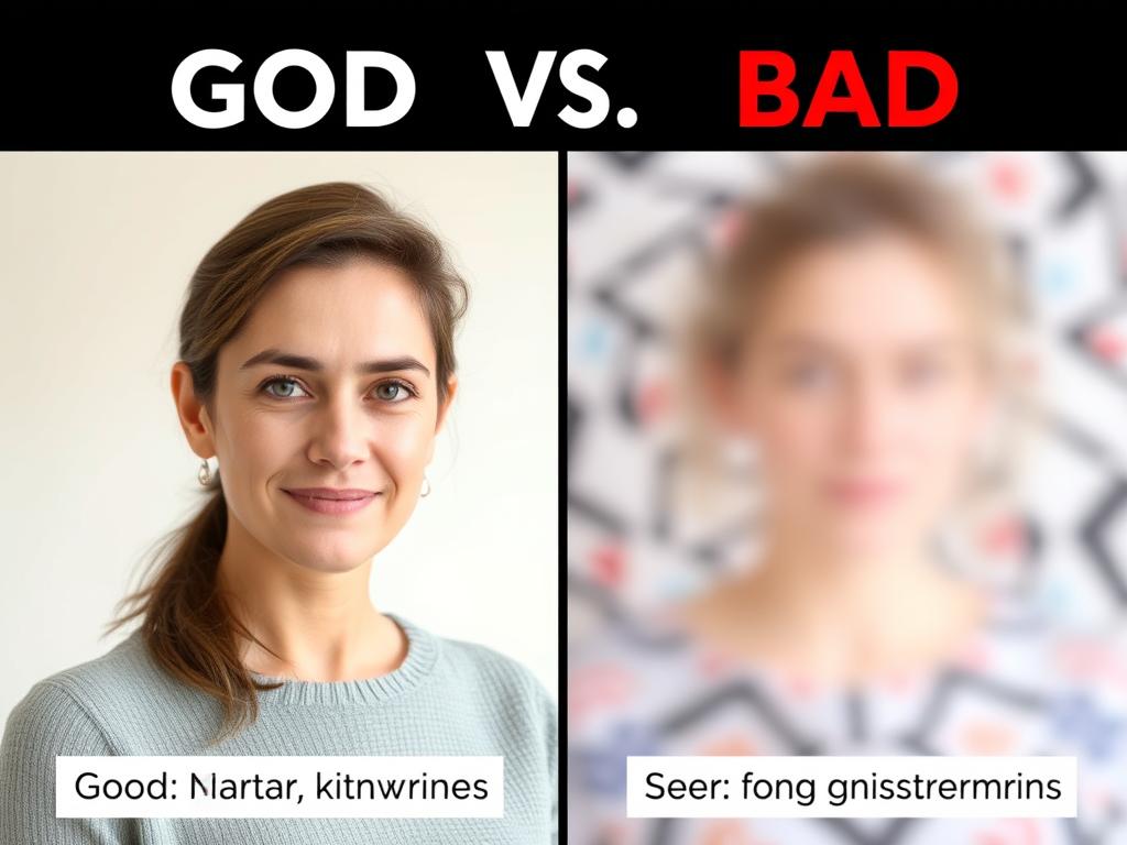 Vergleich von guten und schlechten Hintergründen für Bewerbungsfotos
