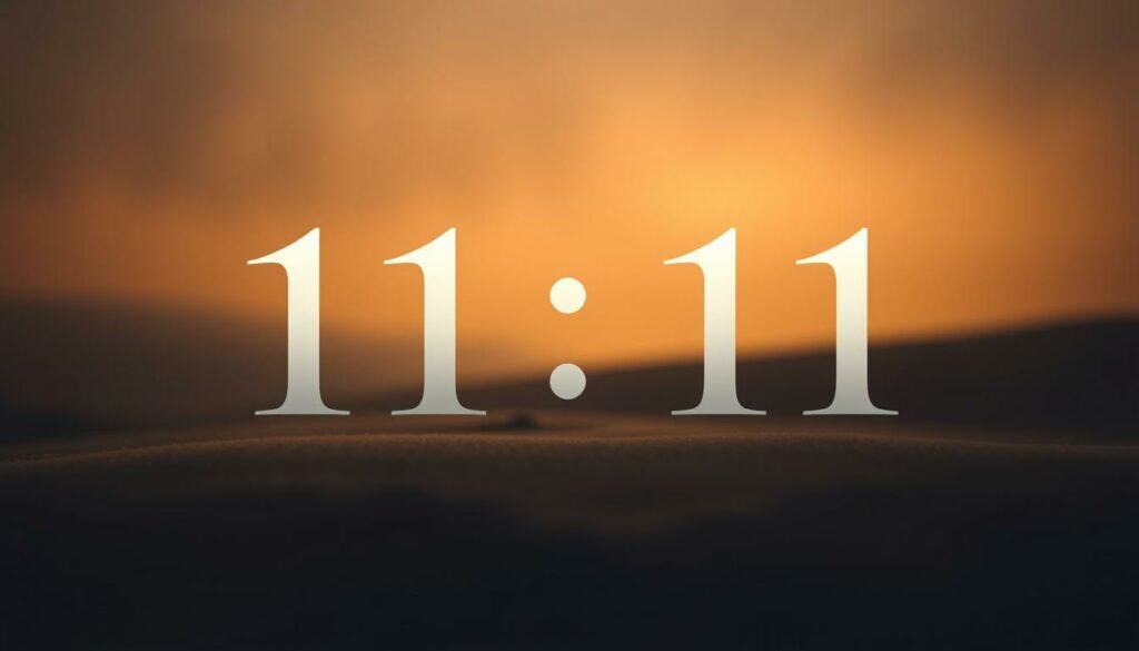 A serene, softly lit scene depicting the number "11 11" in a harmonious, symbolic composition. The numerals are elegantly rendered in a balanced, typographic arrangement, their clean lines and gentle curves reflecting the inherent significance of this numerical pairing. The background subtly evokes a sense of contemplation, with muted, earthy tones and a subtle, atmospheric lighting that creates a tranquil, introspective mood. The overall composition conveys a sense of balance, symmetry, and the profound, almost spiritual meaning associated with this particular numerical sequence.