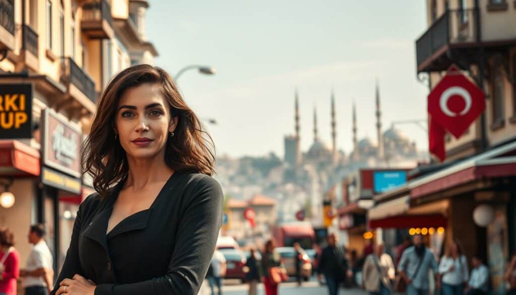 A vibrant and cinematic scene depicting the Turkish television series "Erkenci Kuş" (Early Bird), starring acclaimed actress Demet Özdemir. In the foreground, Özdemir's character, Can Yaman, stands confidently, her expressive features and elegant posture commanding attention. The middle ground showcases the bustling energy of the series' setting, with lively street scenes and dynamic camera angles capturing the essence of the show. In the background, the iconic skyline of Istanbul serves as a majestic backdrop, infusing the image with a sense of cultural richness and the unique charm of Turkish storytelling. Warm, natural lighting illuminates the scene, creating a captivating and cinematic atmosphere that reflects Özdemir's talent and the enduring popularity of "Erkenci Kuş" within the Turkish entertainment landscape. A vibrant and cinematic scene depicting the Turkish television series "Erkenci Kuş" (Early Bird), starring acclaimed actress Demet Özdemir. In the foreground, Özdemir's character, Can Yaman, stands confidently, her expressive features and elegant posture commanding attention. The middle ground showcases the bustling energy of the series' setting, with lively street scenes and dynamic camera angles capturing the essence of the show. In the background, the iconic skyline of Istanbul serves as a majestic backdrop, infusing the image with a sense of cultural richness and the unique charm of Turkish storytelling. Warm, natural lighting illuminates the scene, creating a captivating and cinematic atmosphere that reflects Özdemir's talent and the enduring popularity of "Erkenci Kuş" within the Turkish entertainment landscape.