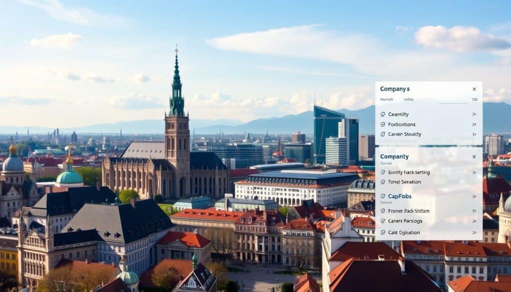 Münchner Skyline mit Firmenverzeichnis Overlay Münchner Skyline mit Firmenverzeichnis Overlay