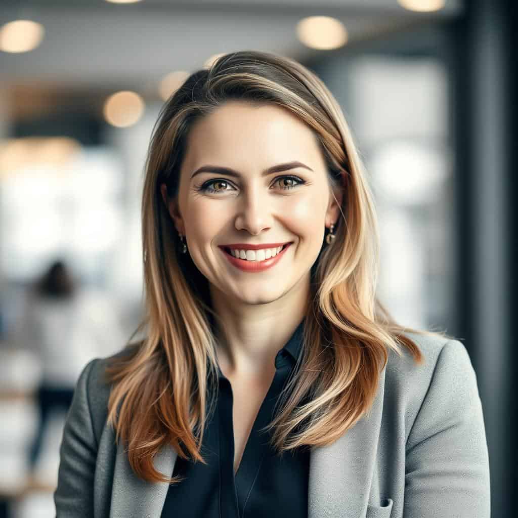 Porträt einer zufriedenen Wiener Unternehmerin, die wermachtwas.online nutzt