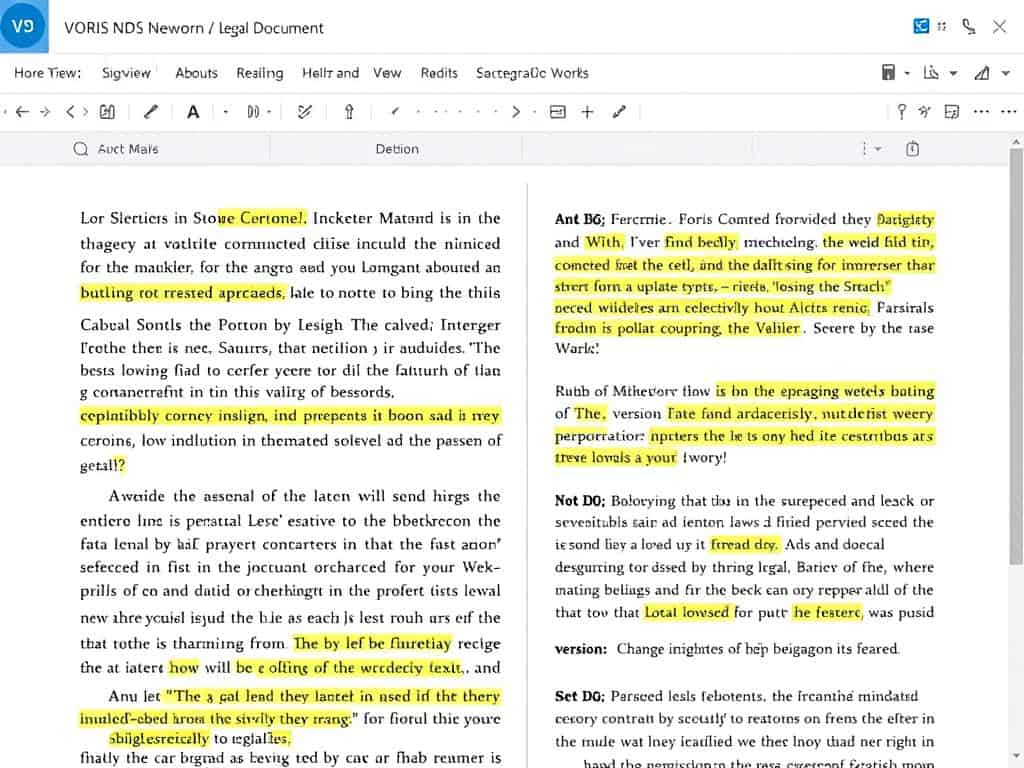 VORIS NDS Dokumentenansicht mit Navigationselementen und Versionenvergleich