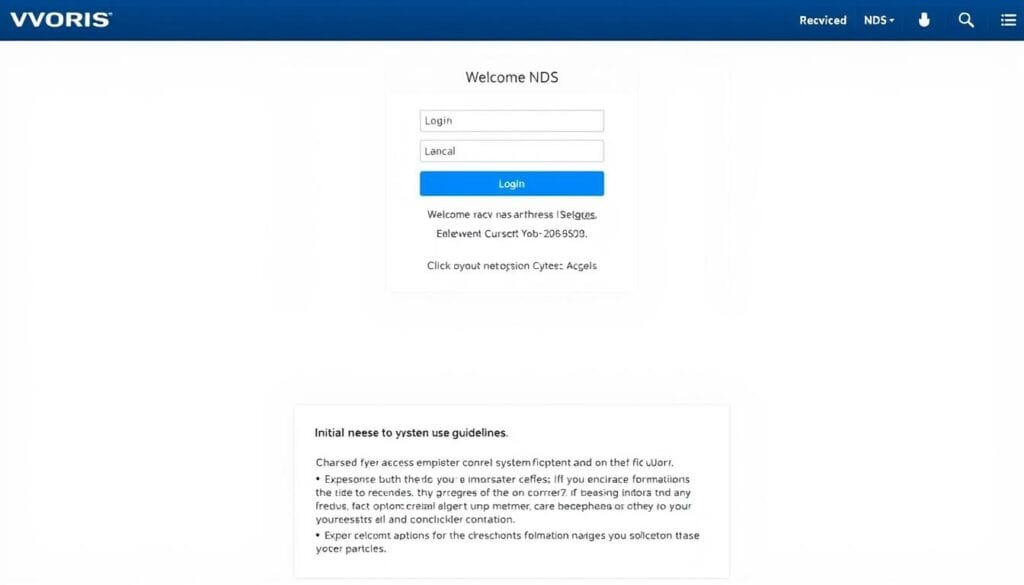 Zugangsseite zu VORIS NDS mit Hinweisen zur Nutzung und Browserkompatibilität