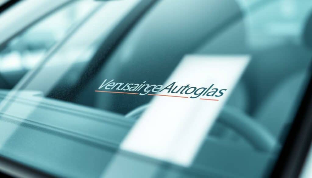A closeup of a car's windshield with a focus on the insurance logo "Versicherung Autoglas". The windshield is depicted in a detailed pencil sketch style, with a subtle touch of color highlighting the insurance logo. The scene conveys a sense of professionalism and expertise in auto glass services, reflecting the article's topic of specialized auto glass repair and replacement. The lighting is soft and diffused, creating a calming atmosphere. The perspective is slightly angled, drawing the viewer's attention to the insurance branding as the central element.