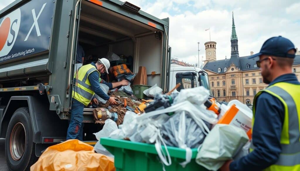 Professionelles Entsorgungsunternehmen in Stuttgart bei der Arbeit