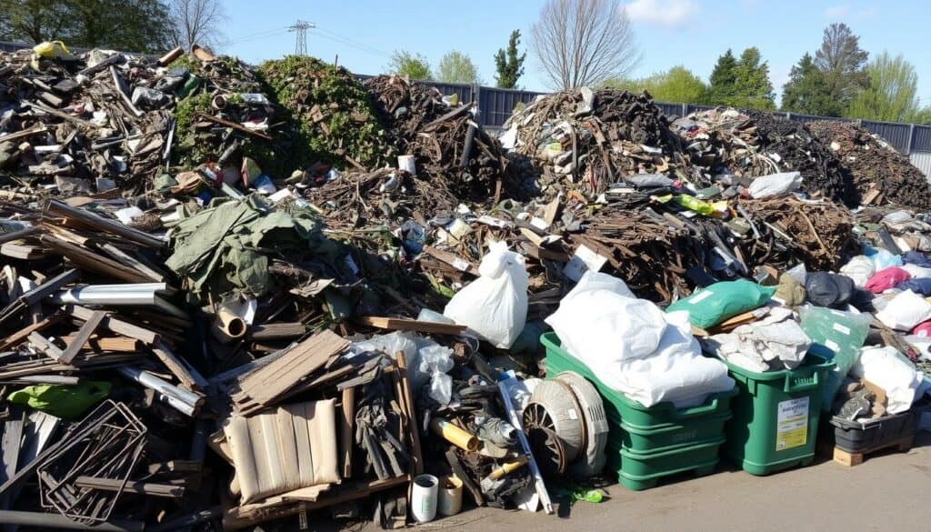 Verschiedene Abfallarten sortiert für die Entsorgung in Stuttgart