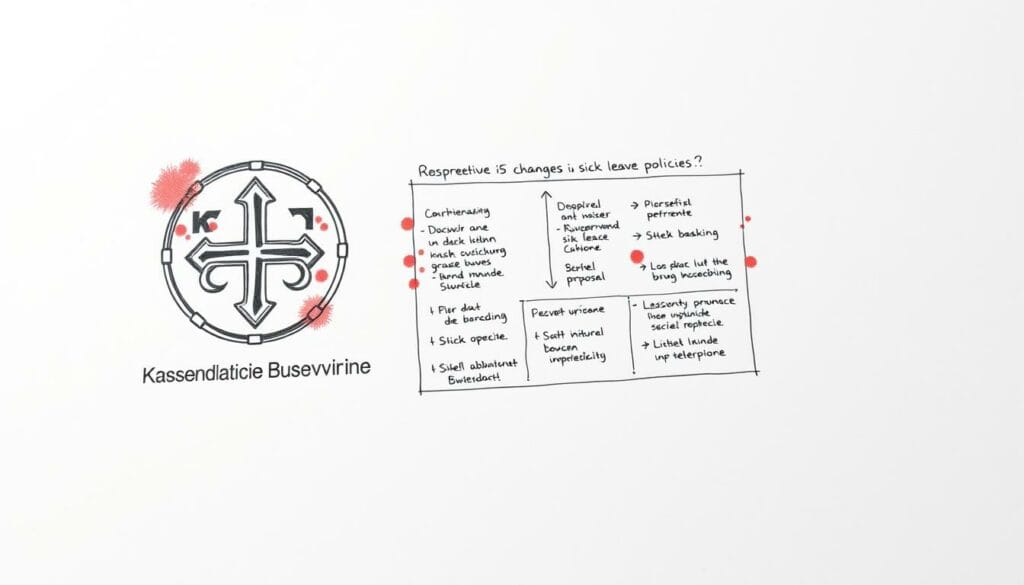 A monochromatic sketch of the Kassenärztliche Bundesvereinigung's proposal, rendered in a crisp, technical style. The foreground features the organization's logo, depicted with precise linework and subtle shading. The middle ground showcases a detailed diagram or schematic, outlining the key elements of the proposed changes to sick leave policies. The background maintains a clean, minimalist aesthetic, with carefully placed splashes of color to draw the eye and convey a sense of importance. The overall mood is one of professionalism and authority, reflecting the gravity of the subject matter.