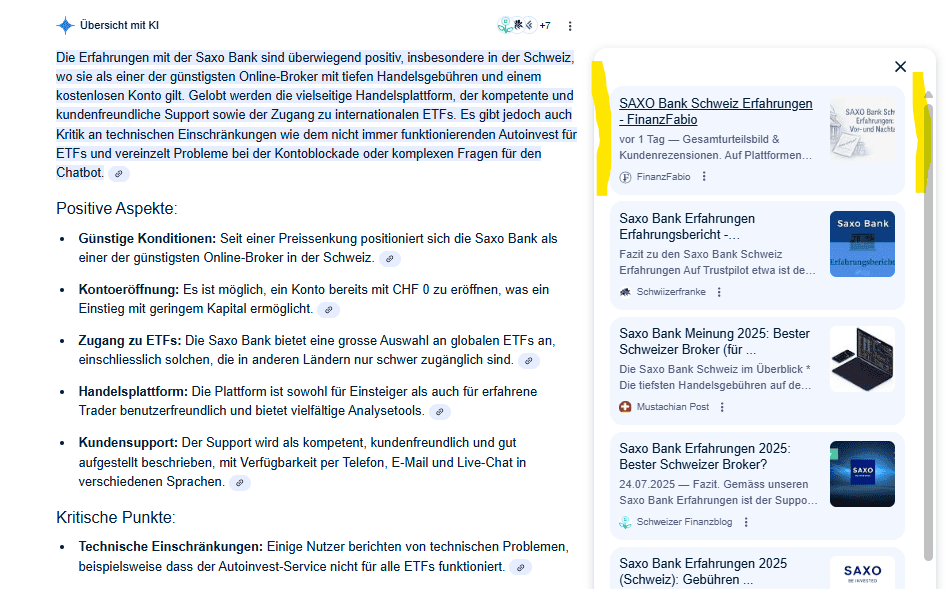 SEO-Erfolg: Platz 4 mit dem Keyword Saxo Bank Erfahrung