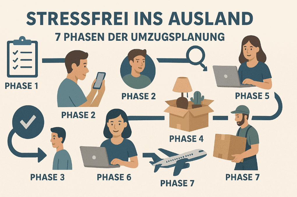 Stressfrei ins Ausland: 7 Phasen der Umzugsplanung